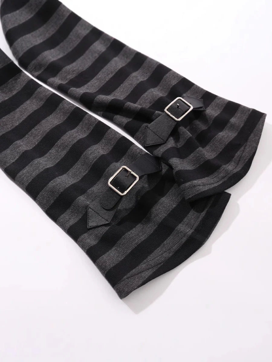 Lace-Up Cat Ear Hoodie & High-Waist Layered Skirt Set H28650