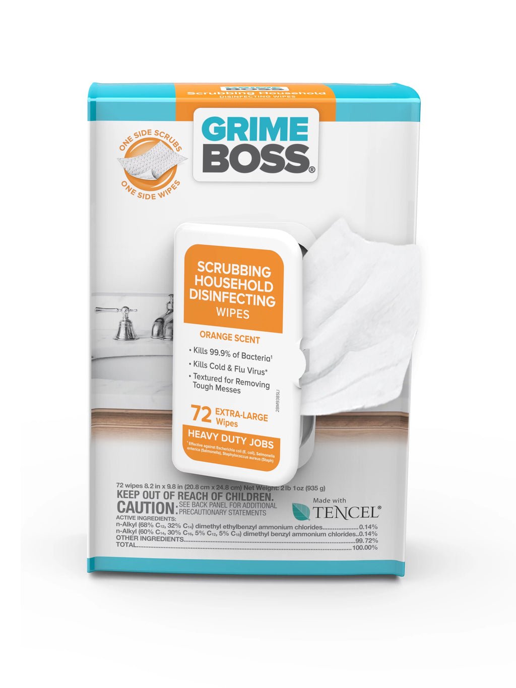 Fiber Blend Scrubbing Household Disinfecting Wipes 72 pk A10436