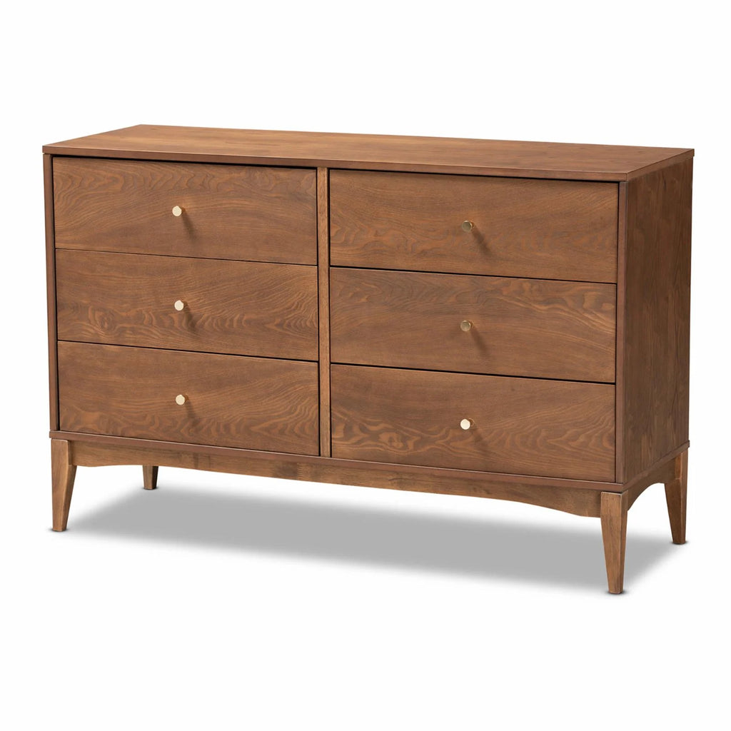 Ash Walnut Finished Wood 6-Drawer Dresser H16875