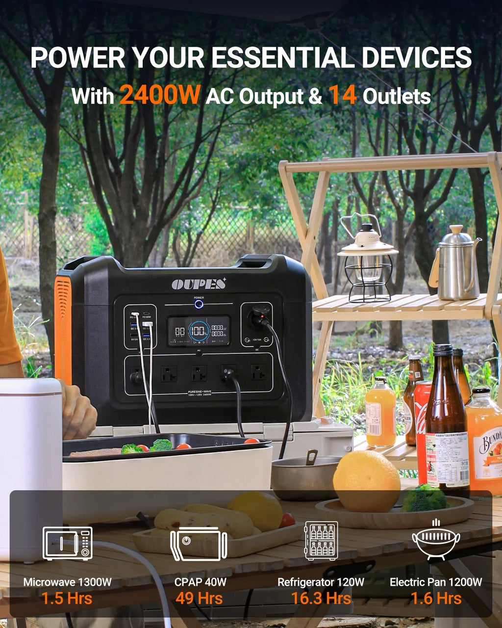 2400W 2232Wh Portable Power Station with 4 240W Solar Panels S763