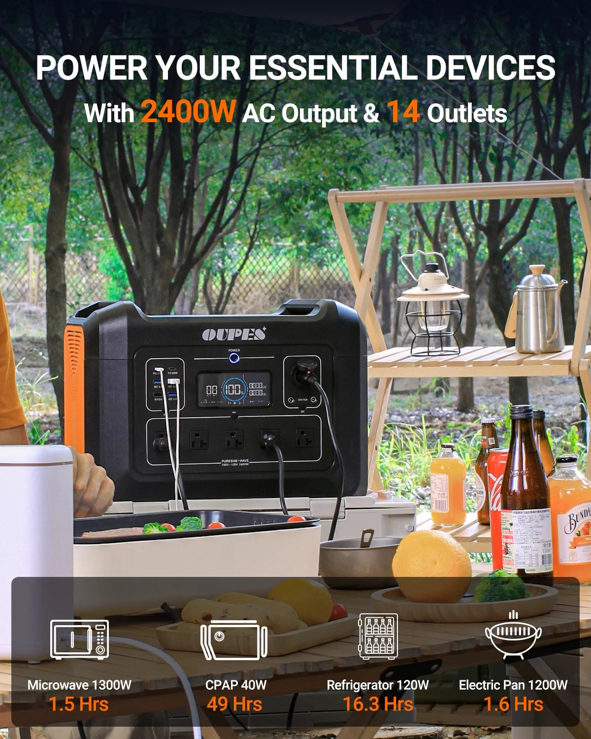 2400W 2232Wh Portable Power Station with 4 240W Solar Panels S763