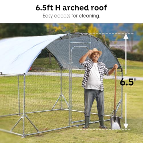 Large Metal Walk-in Chicken Coop with Anti-UV Cover O86010