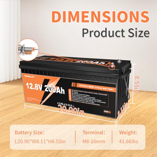 12V 300Ah LiFePO4 Lithium Battery with 200A BMS K308161