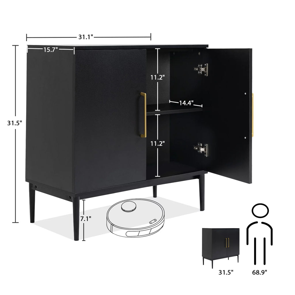 Set of 2 Black Storage Cabinet G50549