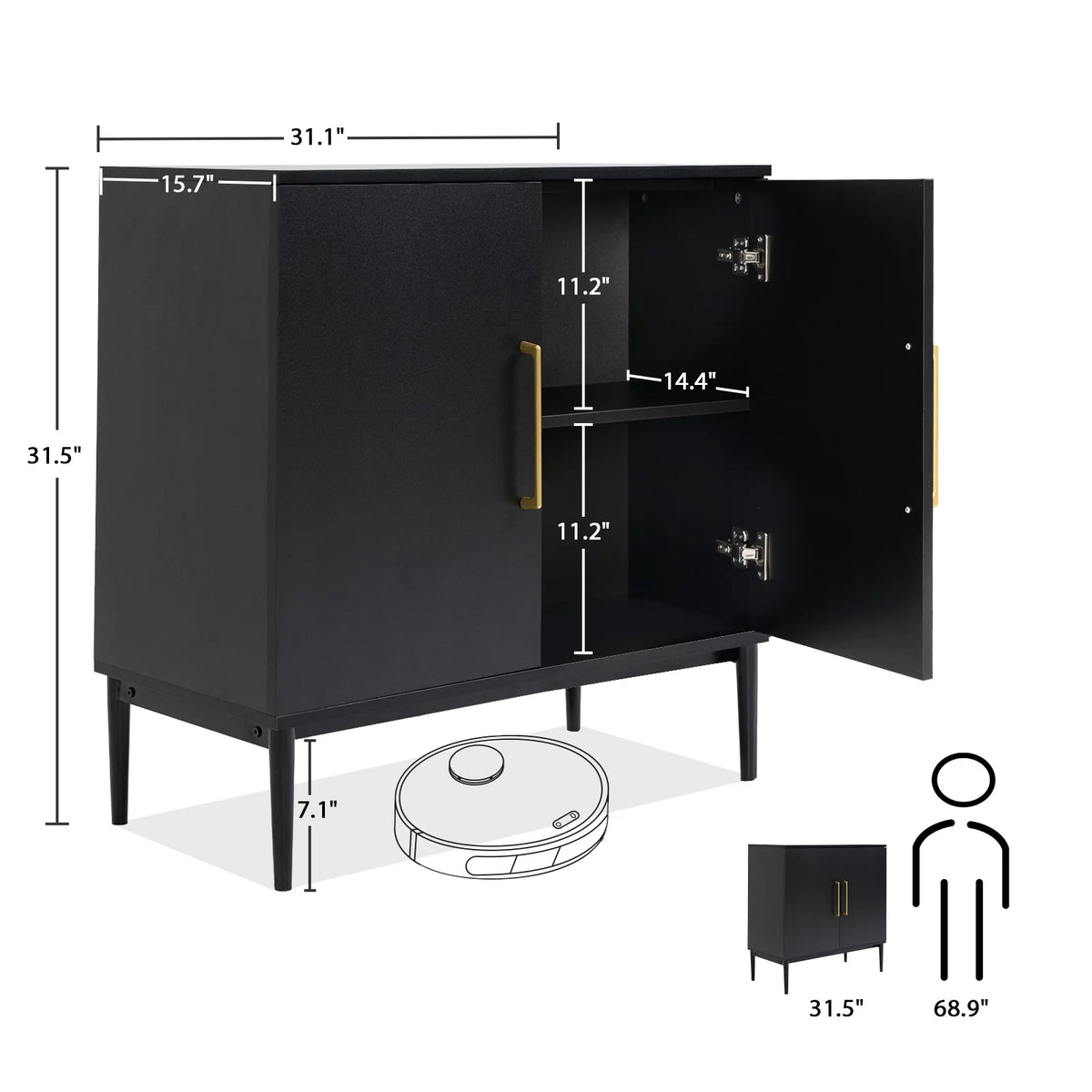 Set of 2 Black Storage Cabinet G50549