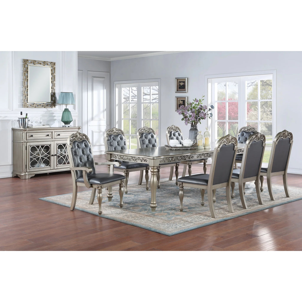 Grey Silver Rubberwood Upholstered Dining Chairs Set of 2 E92179