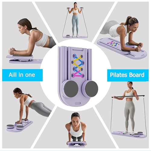 6 in 1 Foldable Pilates Reformer Set with Resistance Bands U79441