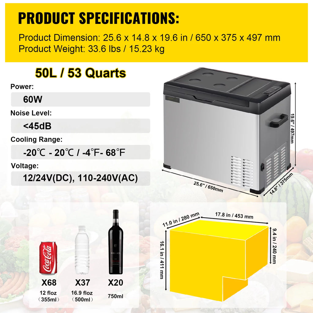 12volt Car Refrigerator Portable Freezer 53Qt D86113