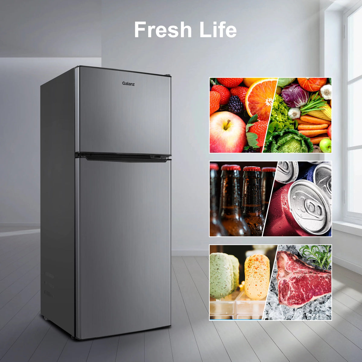 4.6 Cu ft Two Door Mini Fridge with Freezer M7135