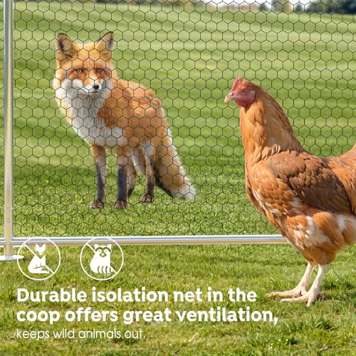 Large Metal Walk-in Chicken Coop with Anti-UV Cover O86010