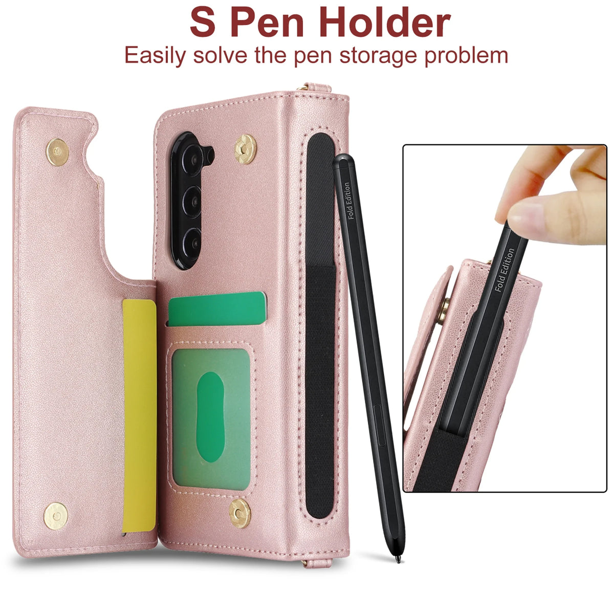 PU Leather Wallet Phone Case with Card Slots and Crossbody Strap T5051