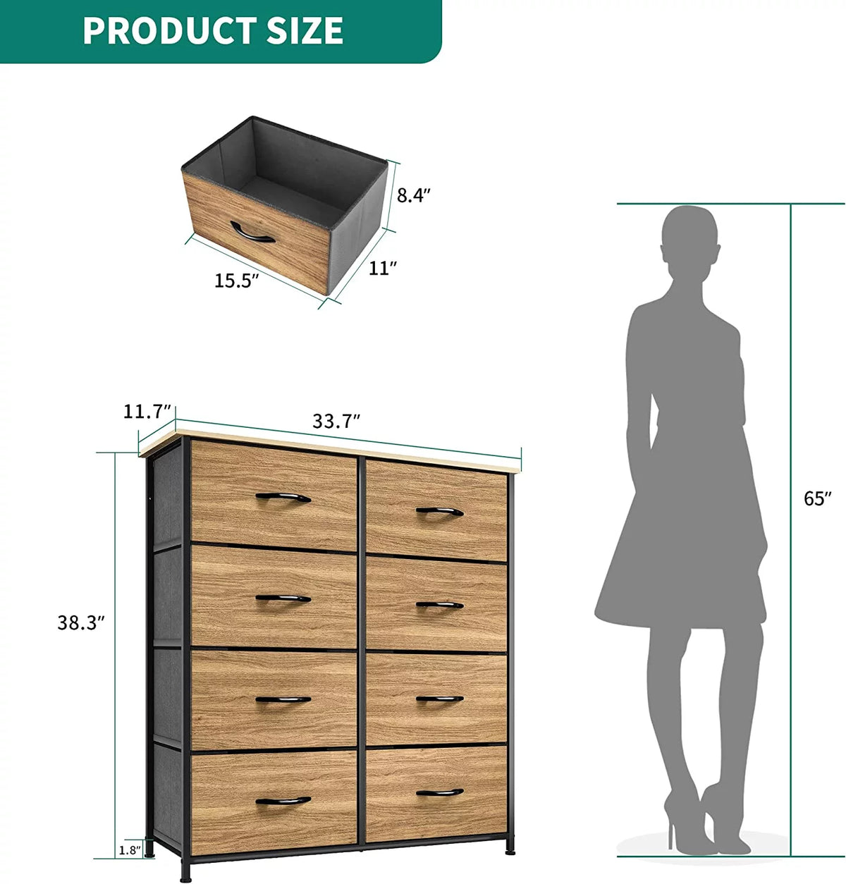 8 Drawer Fabric Dresser T920683