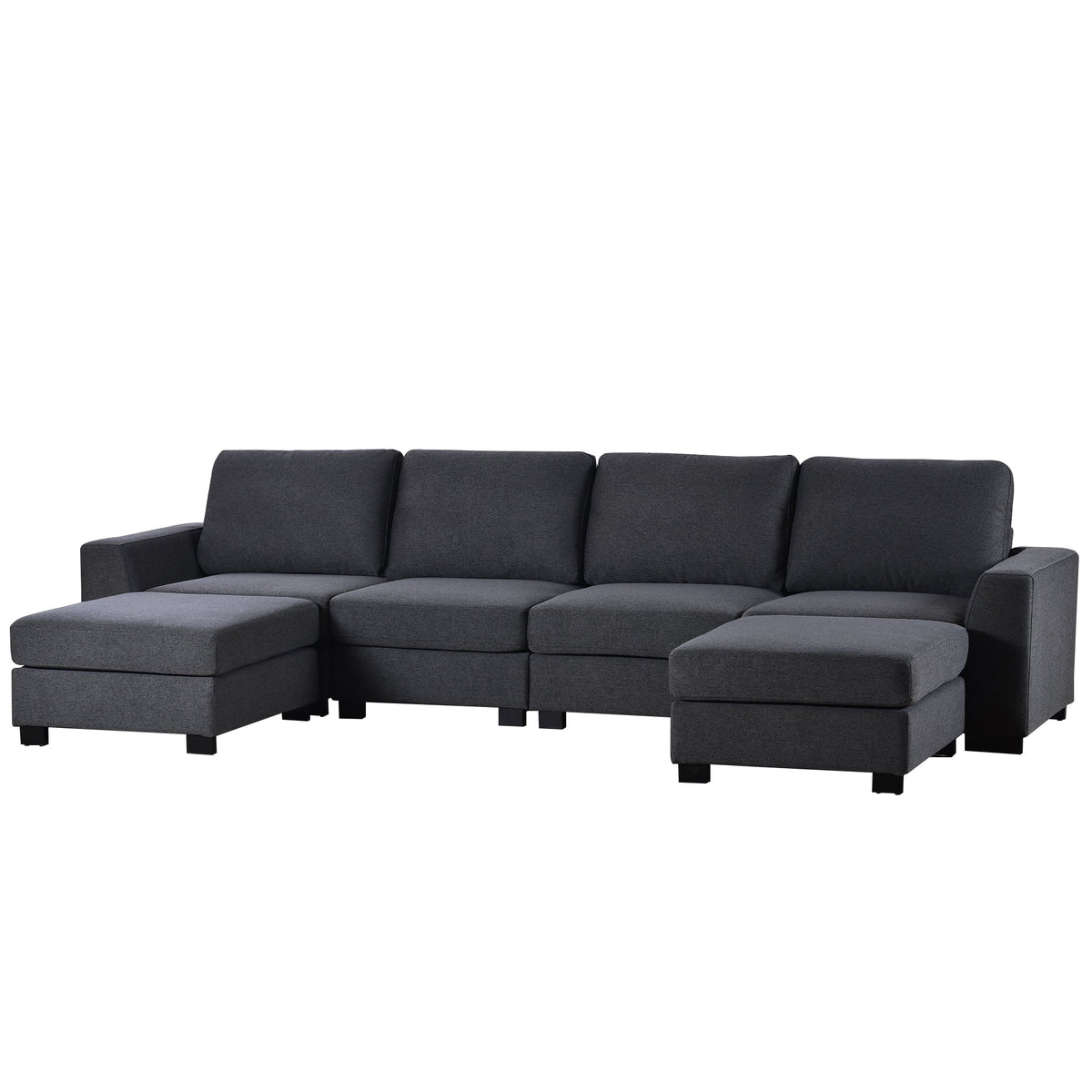 Gray U Shaped 6 Seater Sectional Sofa with Ottomans G407498