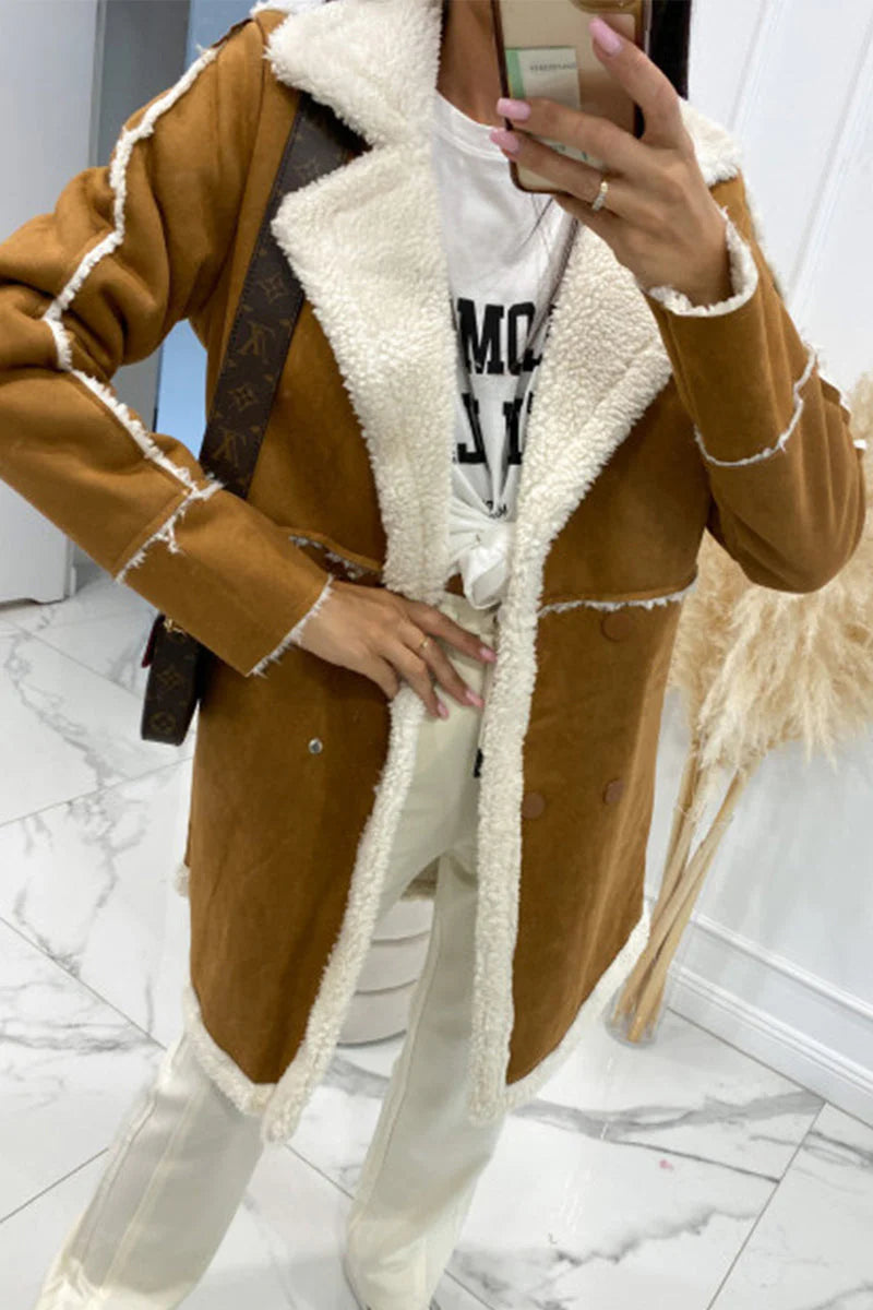 Solid Patchwork Pocket Half A Turtleneck Outerwear B595272