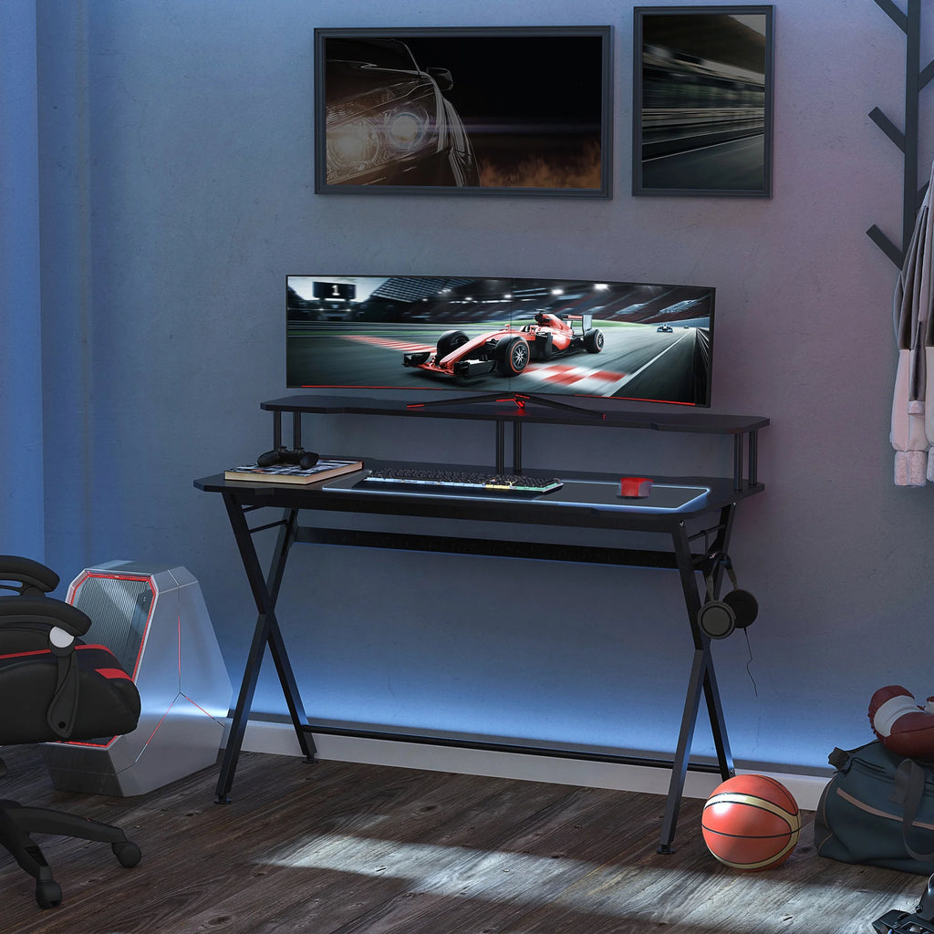 55 inch Black Gaming Desk with Monitor Stand A15651