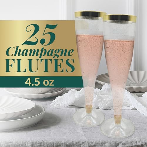 25 Pack 4.5 oz Plastic Champagne Flutes Y587677
