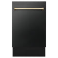 18 Dishwasher in Black Stainless Steel with Gold Handle V9694