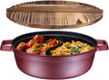 2-In-1 Cast Iron Shabu Shabu Hot Pot with Wooden Lid M218