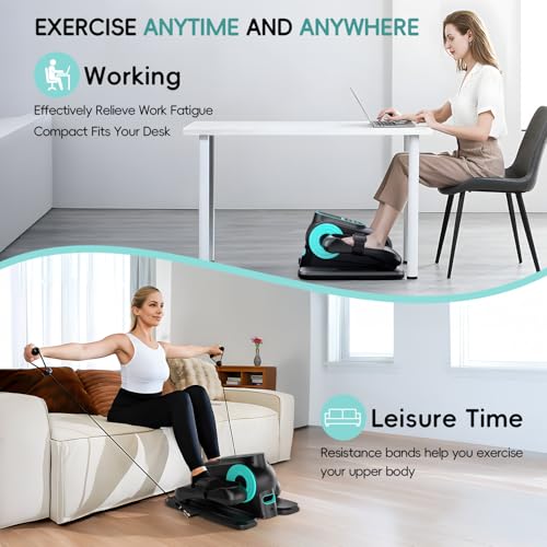 Under Desk Elliptical Machine, Portable Electric Seated Pedal Exerciser with 12 Adjustable Speeds X222