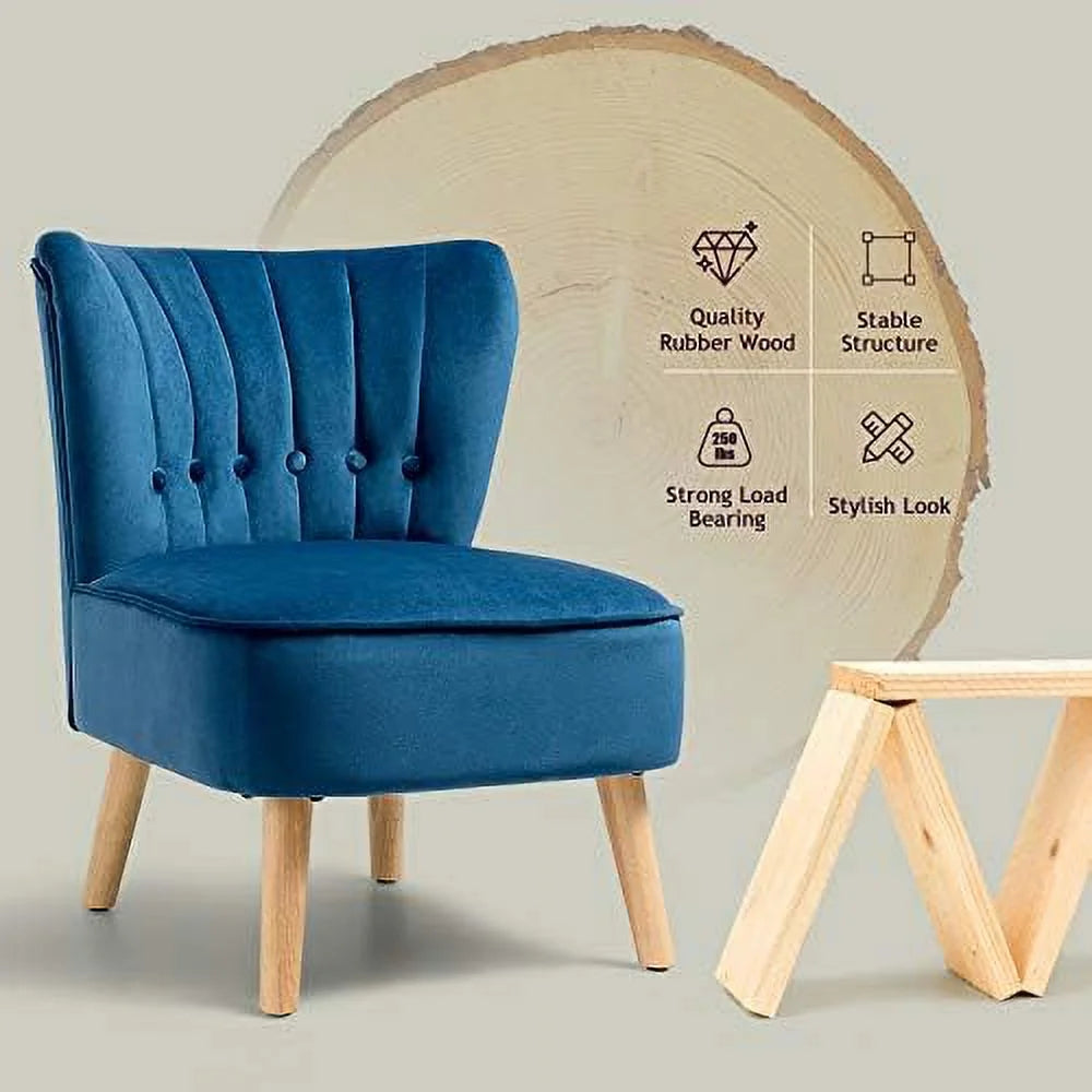 Armless Velvet Accent Chair with Rubber Wood Legs R838