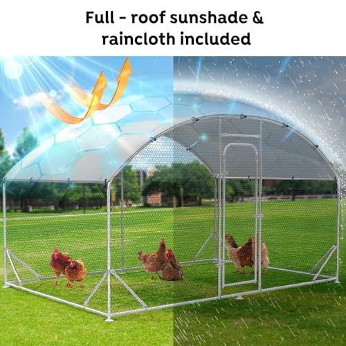 Large Metal Walk-in Chicken Coop with Anti-UV Cover O86010