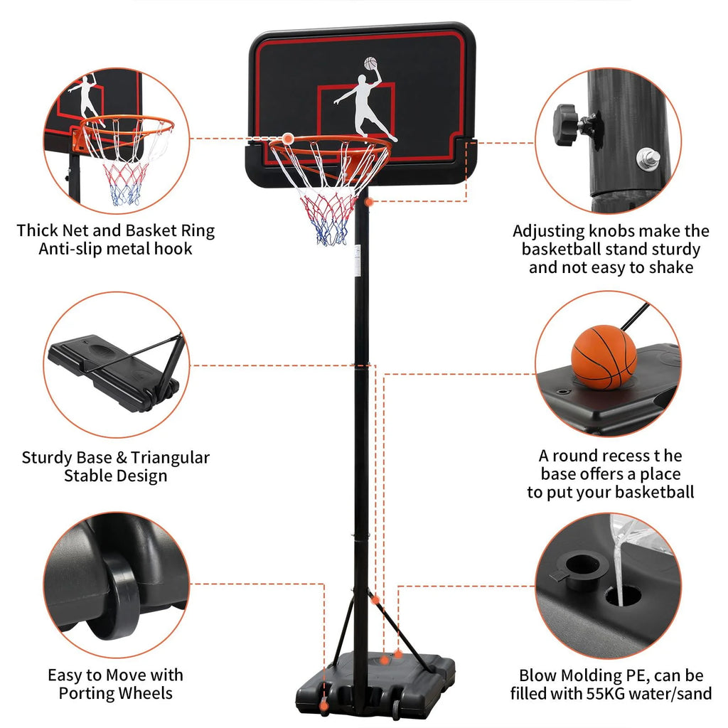 Basketball Goal Hoop Stand 8-10ft Height Adjustable B4265