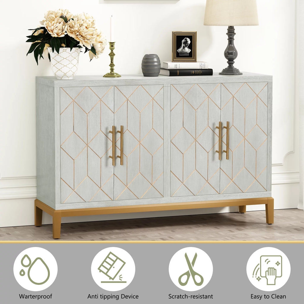 Green Accent Cabinet with Gold Trim X622129