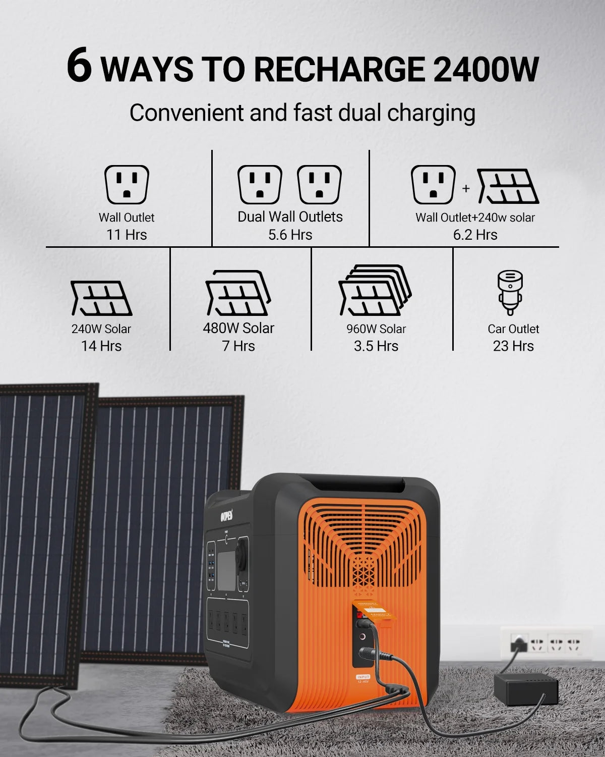 2400W 2232Wh Portable Power Station with 4 240W Solar Panels S763