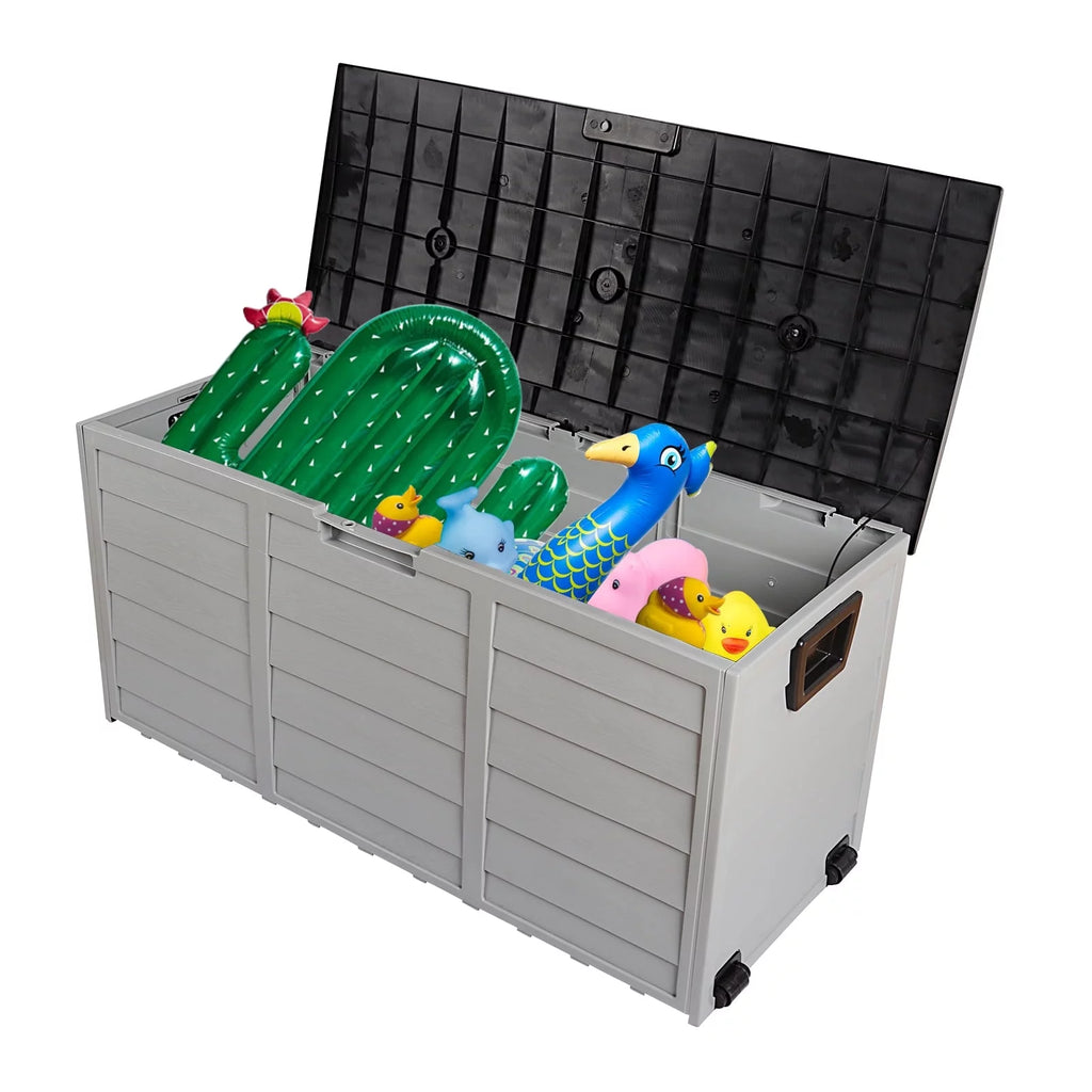 75 Gallon Black Resin Deck Box on Wheels S366541