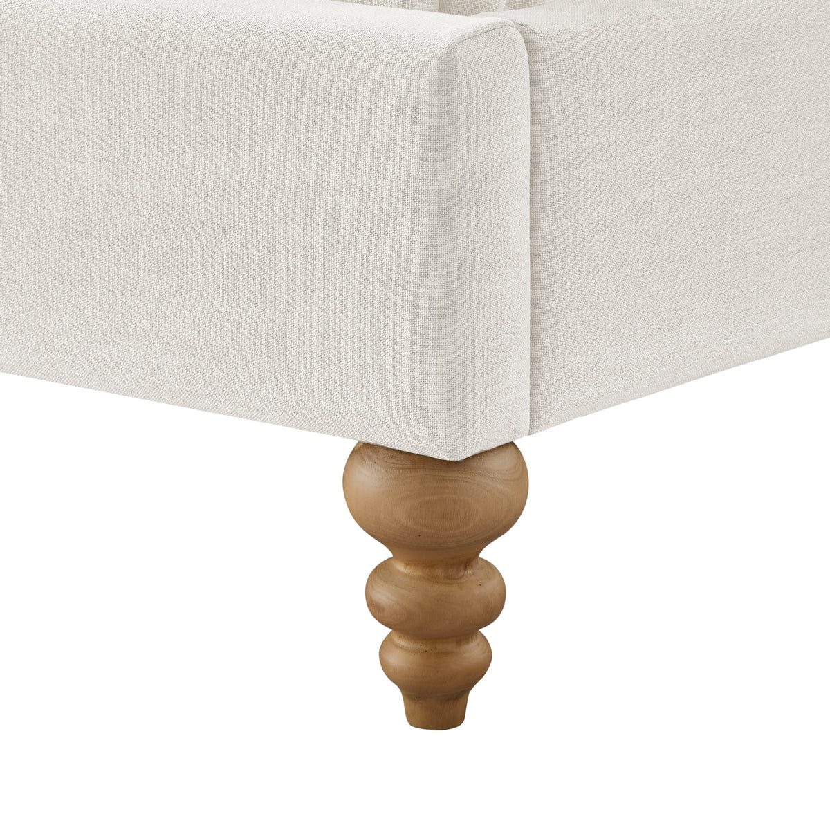 Cream White Tufted Linen Twin Size Bed Frame O47953