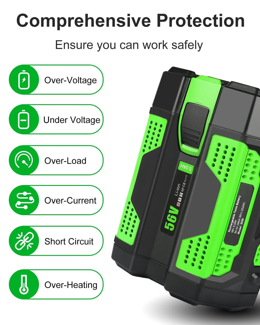 56V 5.0Ah Lithium Battery with Fuel Gauge Y6712