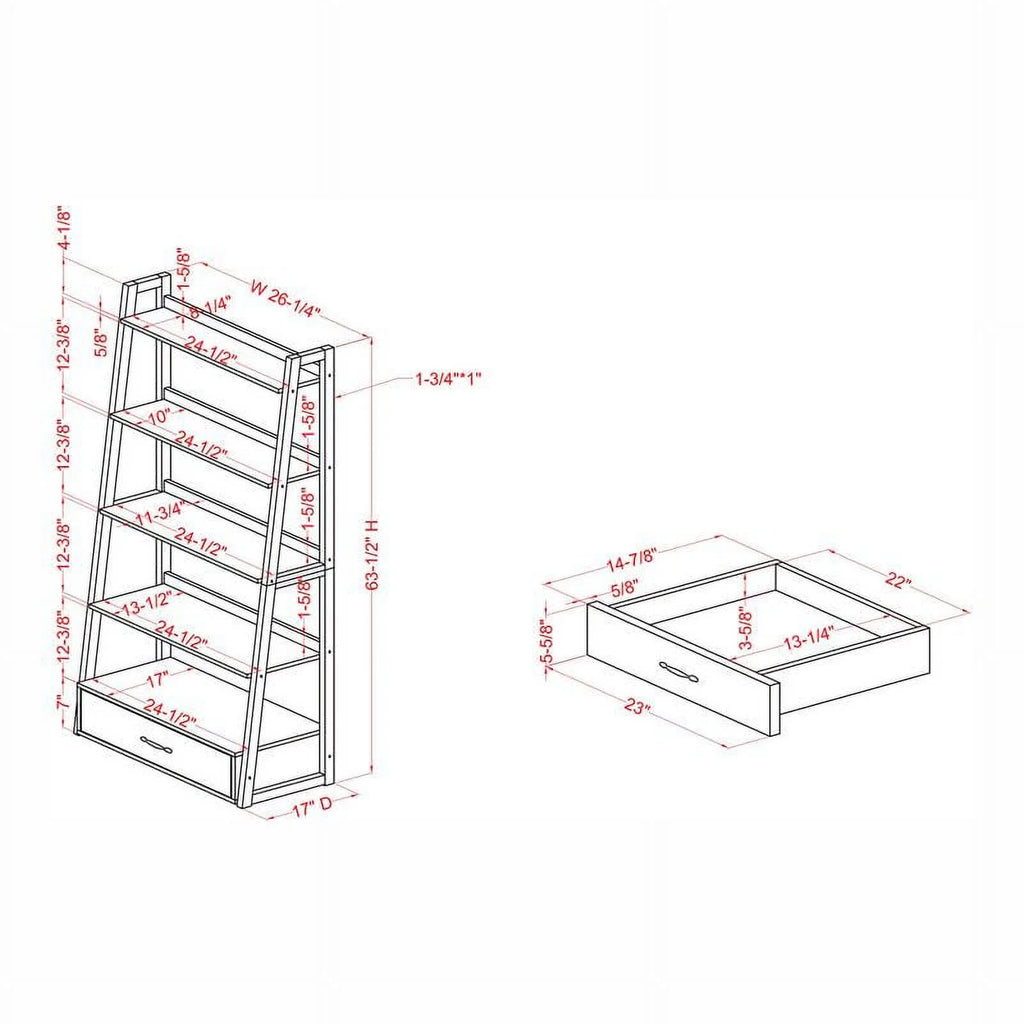 Cherry Finish Wood 1-Drawer Bookcase E8953
