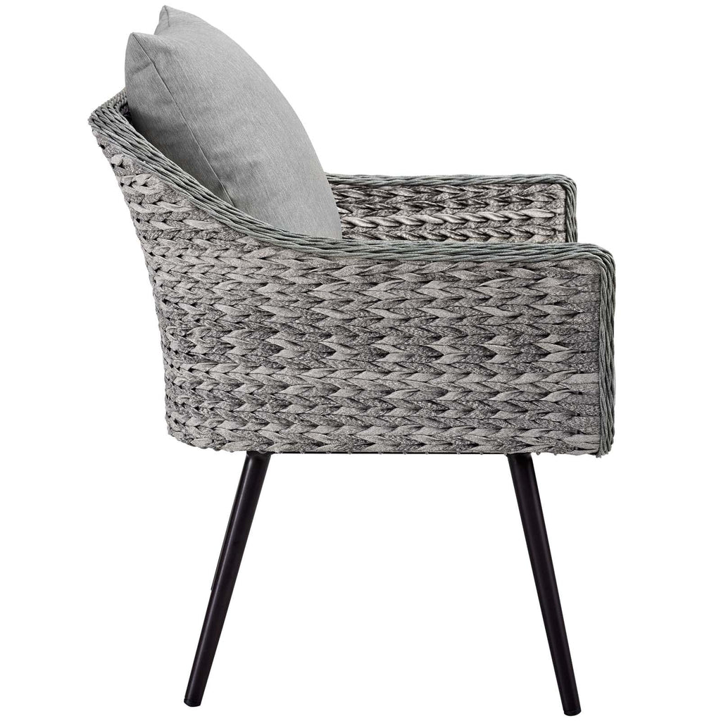 Gray 3 Piece Wicker Rattan Outdoor Loveseat and Armchair Set R534