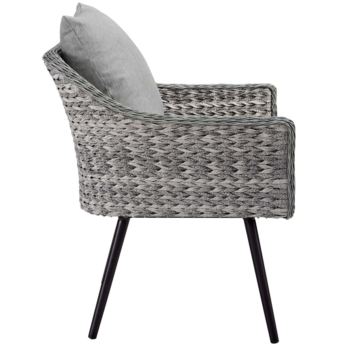 Gray 3 Piece Wicker Rattan Outdoor Loveseat and Armchair Set R534