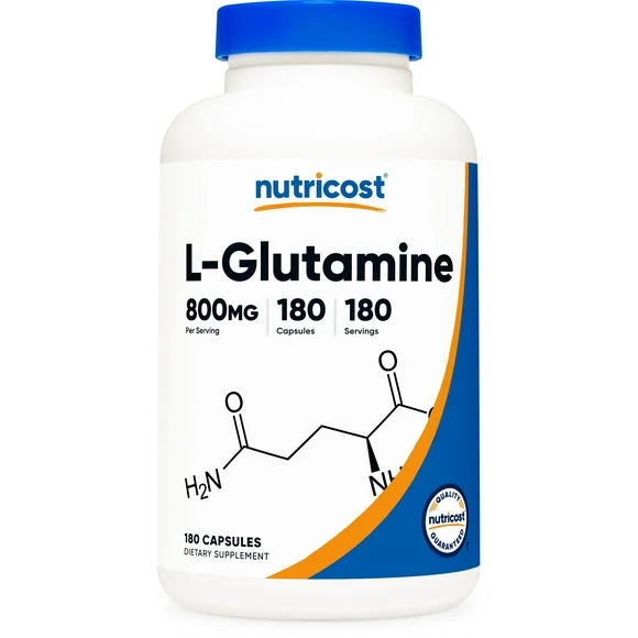 L-Glutamine 800mg 180 Capsules Gluten Free Non-GMO Supplement H782