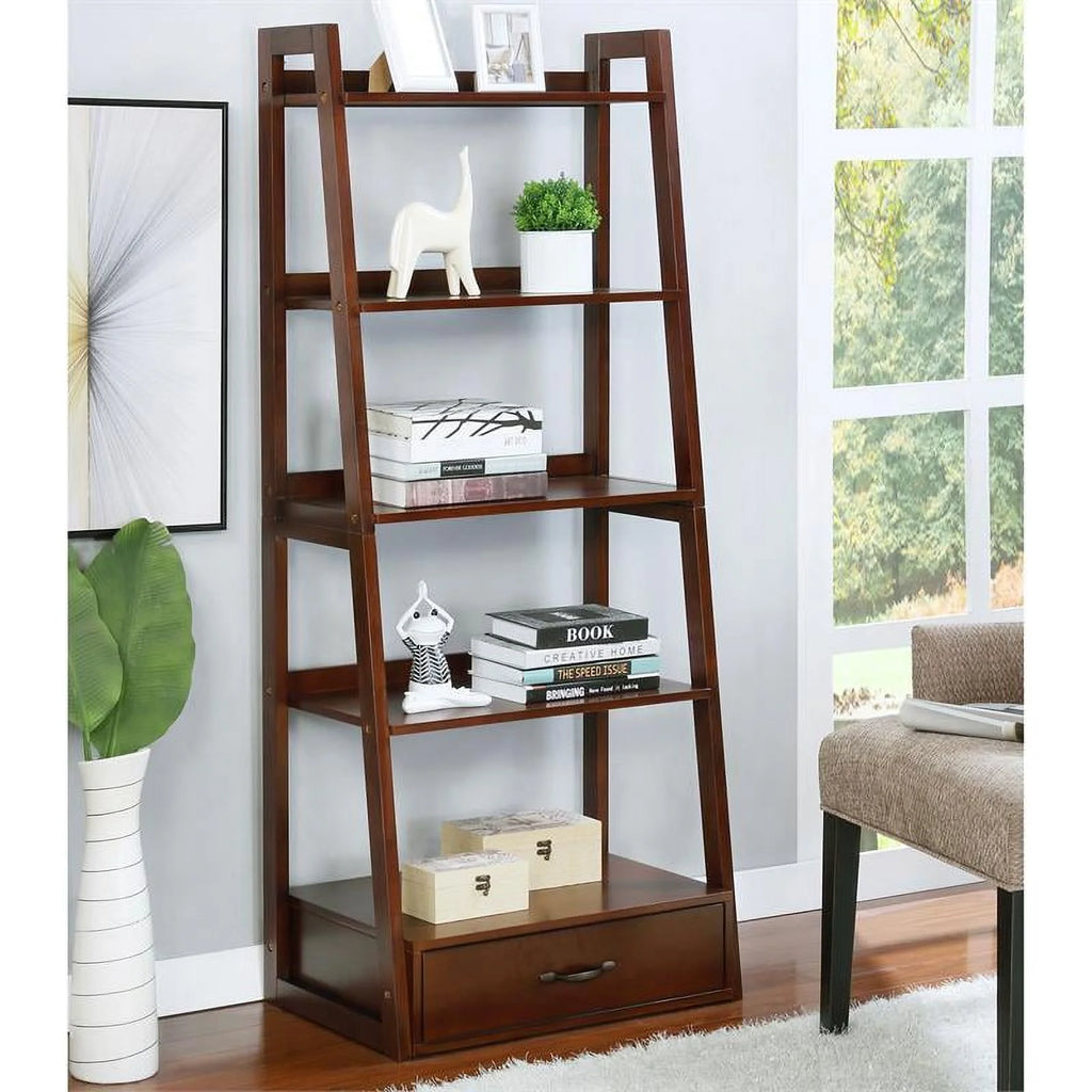 Cherry Finish Wood 1-Drawer Bookcase E8953