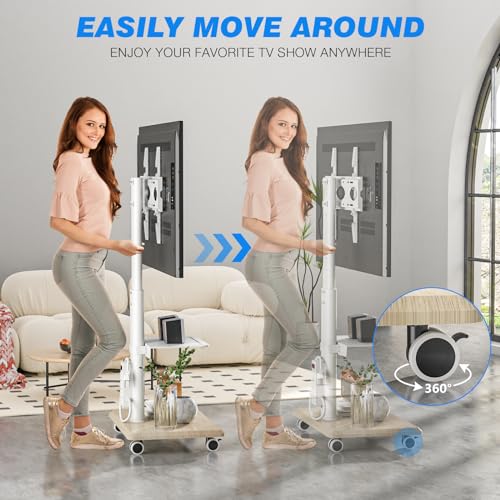 White Rolling TV Stand with Power Outlet F24170