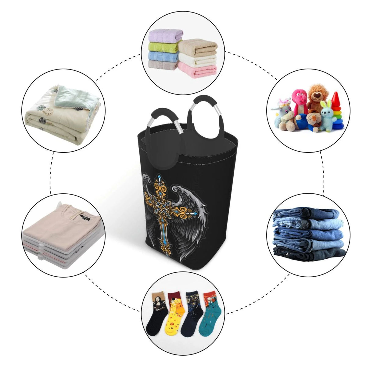 50L Large Rectangular Laundry Hamper with Aluminum Handles M9086
