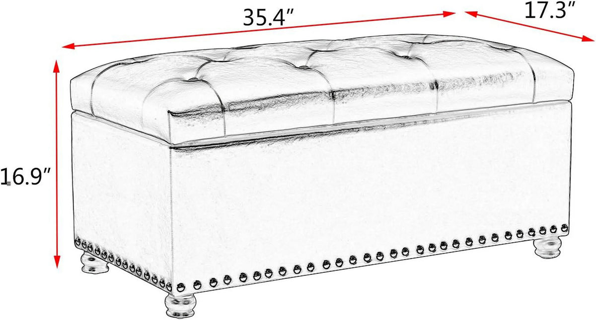 Brown Tufted Storage Ottoman Bench P268520