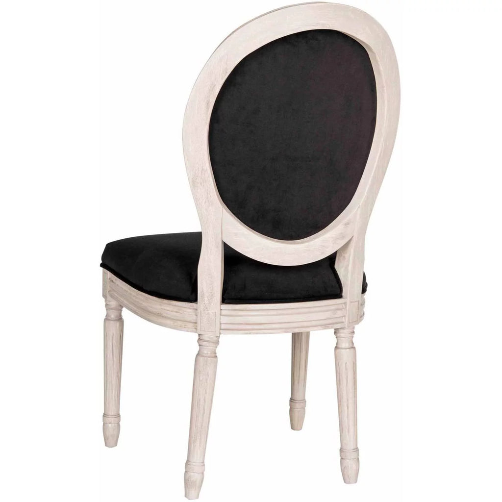 Rustic Grey Black Velvet Oval Side Chair Set of 2 V562