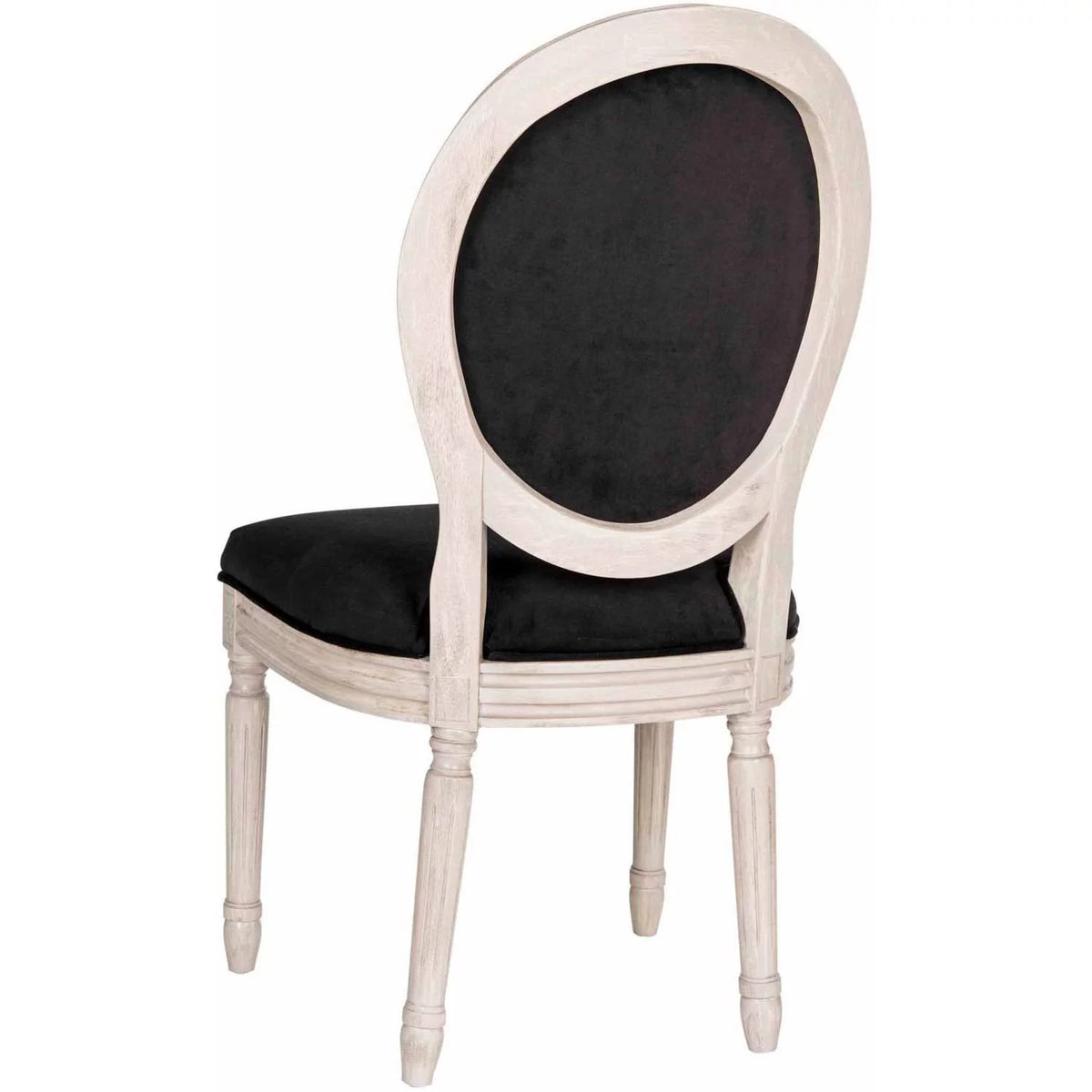 Rustic Grey Black Velvet Oval Side Chair Set of 2 V562