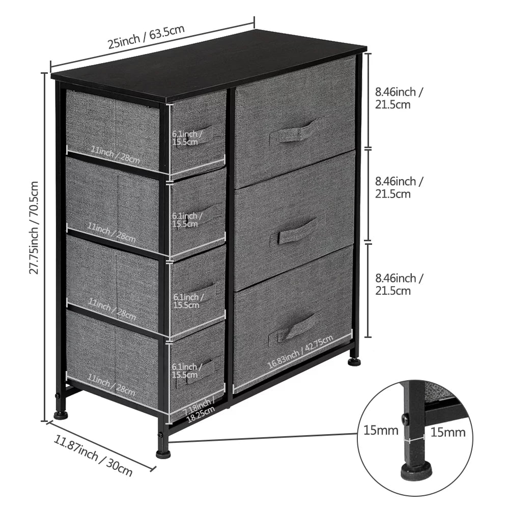 Gray 7 Drawer Fabric Dresser Z729896