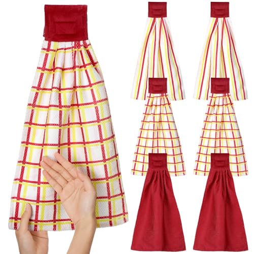 6 Pcs Check Striped Microfiber Towels M308