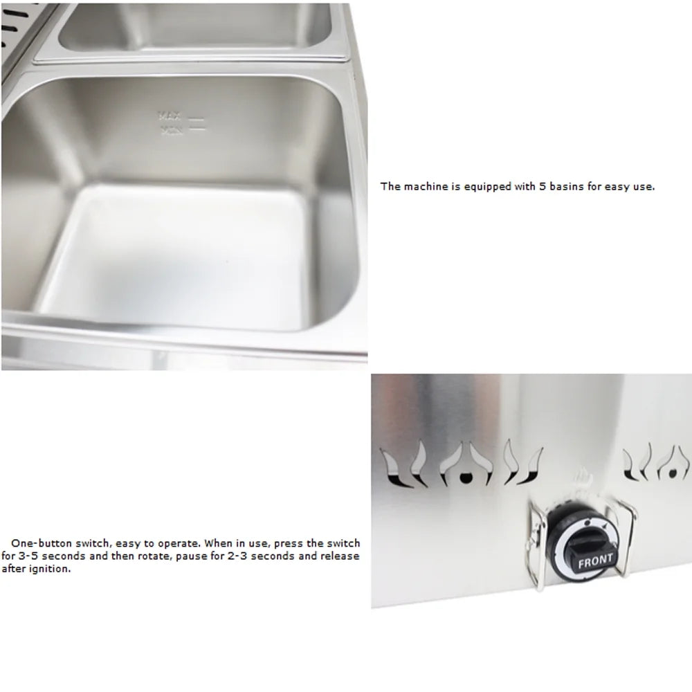Propane Gas 5 Pan Stainless Steel Food Warmer G92187