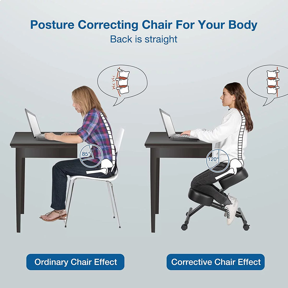 Ergonomic Kneeling Chair Adjustable Height Padded Knee Stool H17592