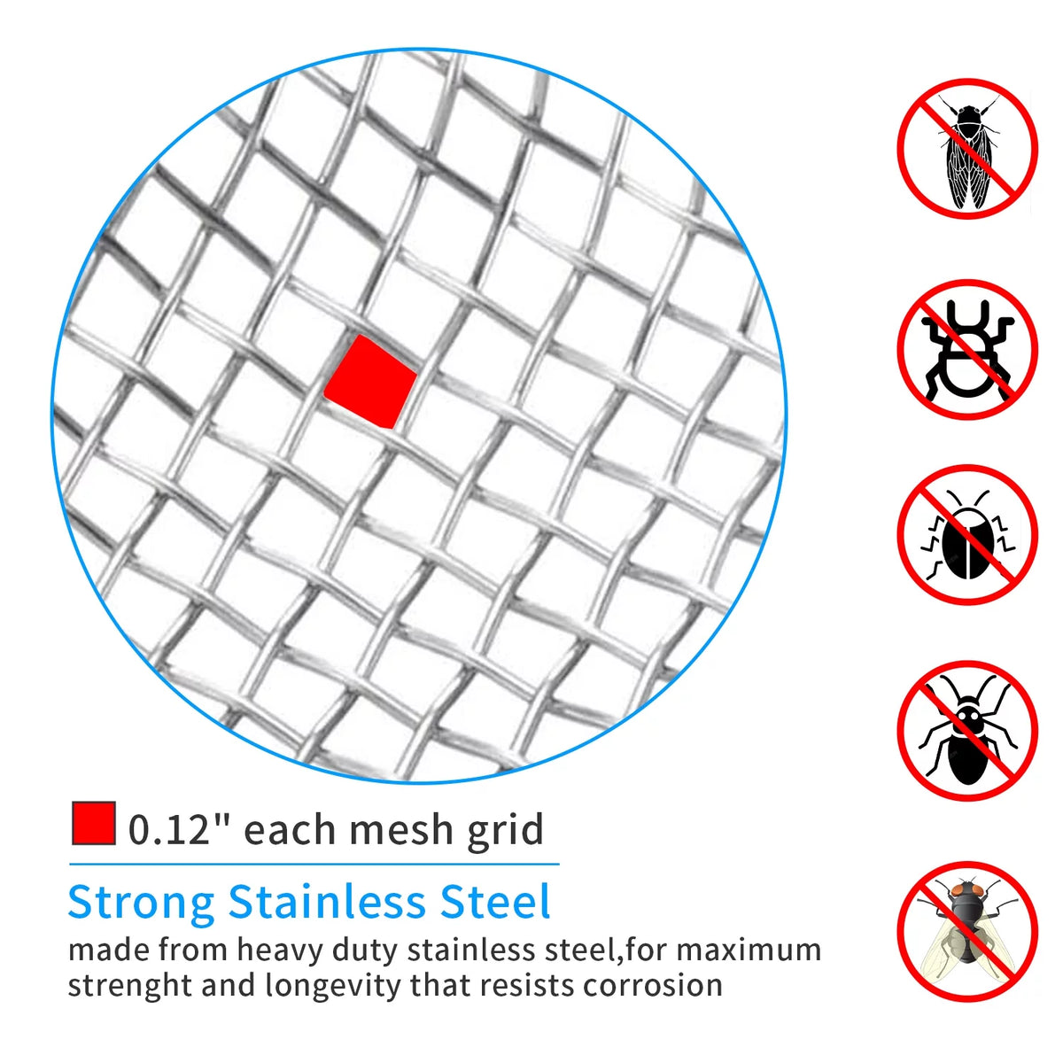 Stainless Steel Mesh RV Flying Insect Screen with Installation Tool W8310