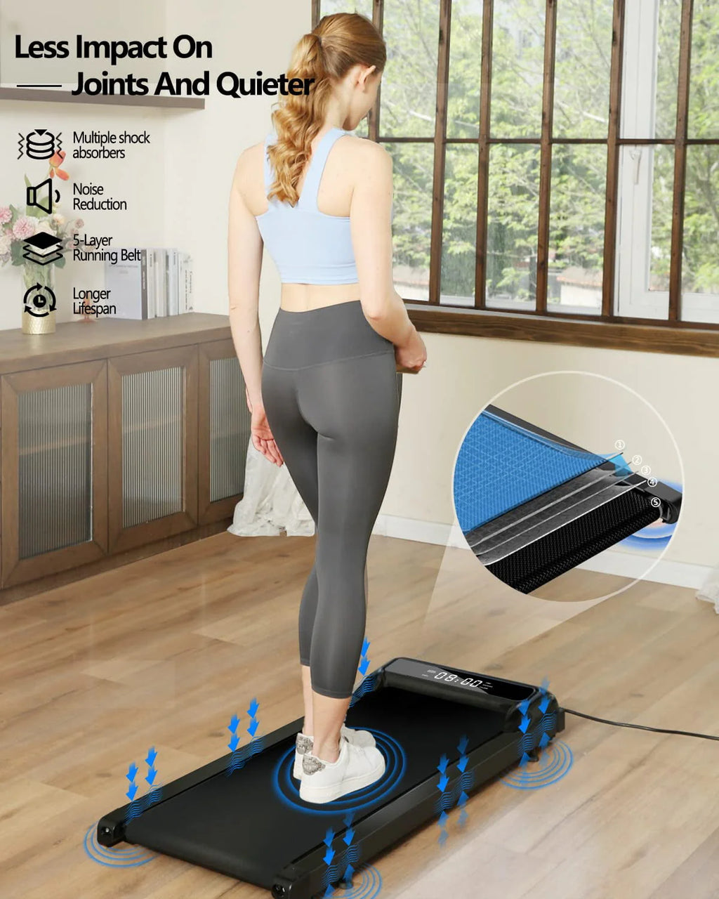 2 in 1 Under Desk Treadmill, 2.5HP Quiet Portable Treadmill with Remote Control, Black K312318