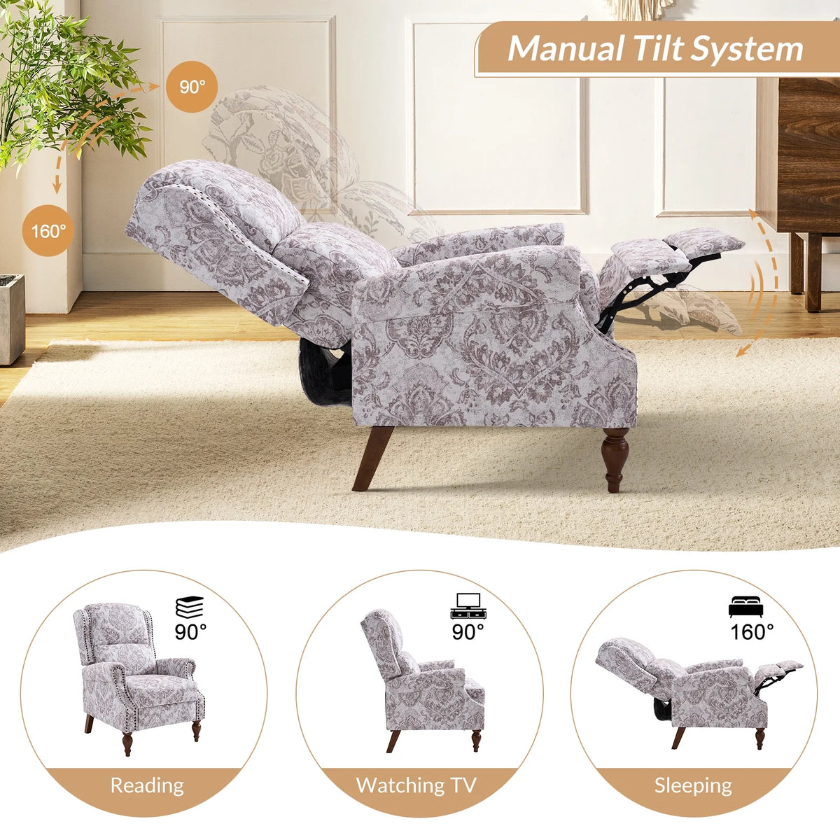 Set of 2 Upholstered Recliner Chairs J4429