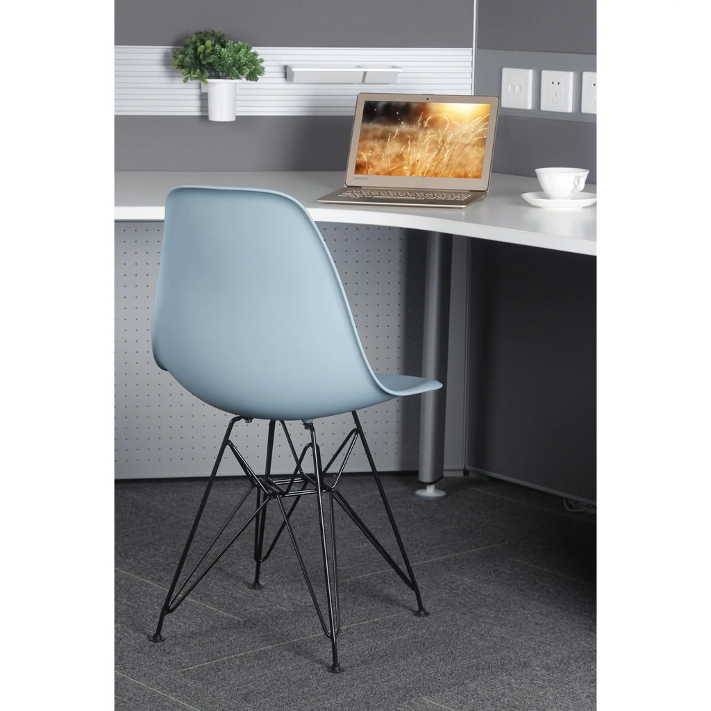 Navy Blue Armless Plastic Shell Dining Chair with Metal Legs B258170