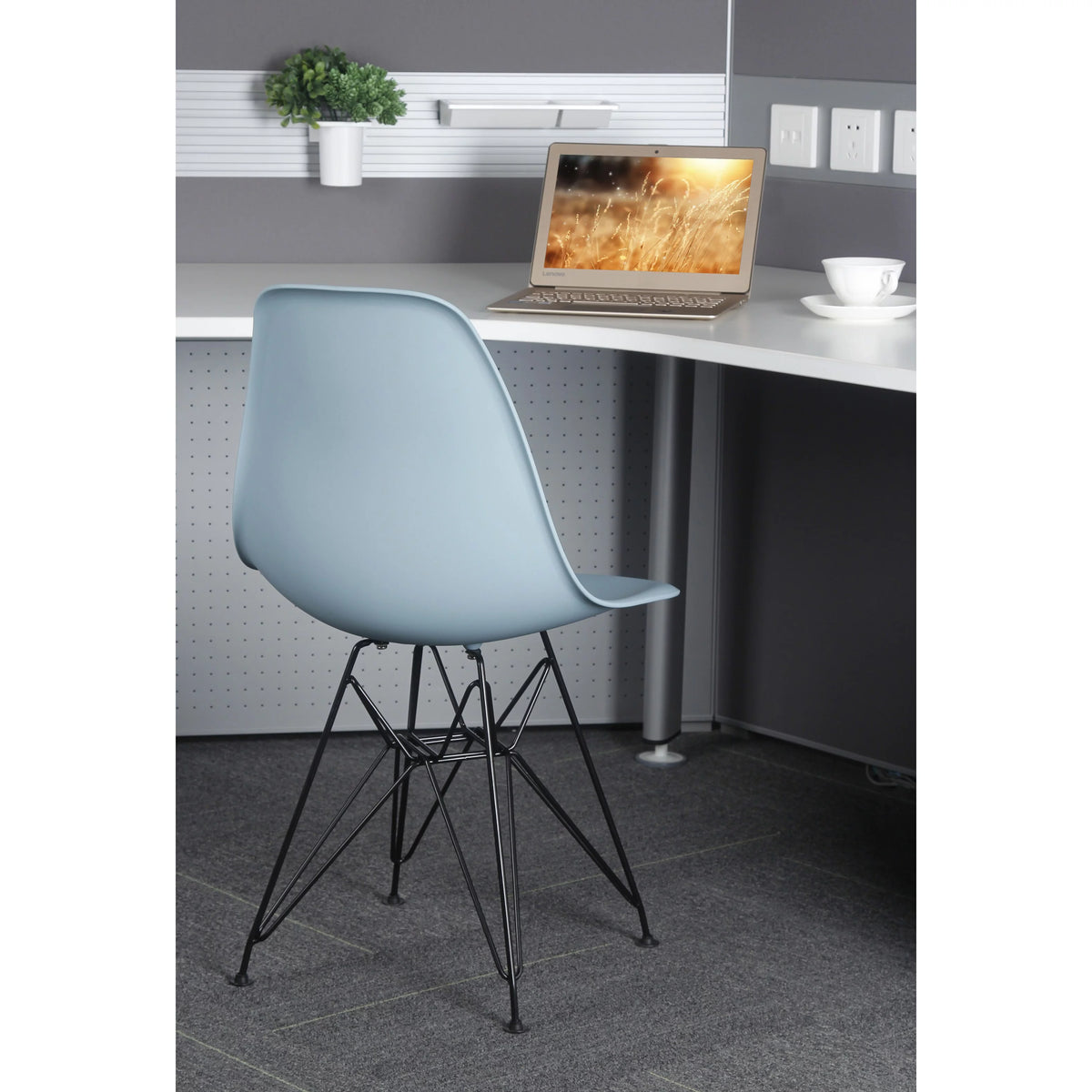 Navy Blue Armless Plastic Shell Dining Chair with Metal Legs B258170